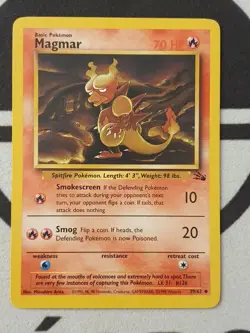 Pokemon Karte Magmar 39/62 Fossil Set Pokemon Original TCG 1999 Vintage - Image 2