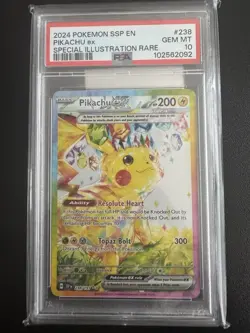 2024 POKEMON SSP EN-SURGING SPARKS SPECIAL ILLUSTRATION RARE PIKACHU EX PSA 10 - Image 1