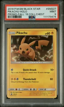 Pikachu SM227 Promo - Pokemon Fall 2019 Collector’s Chest PSA 9 - Image 1