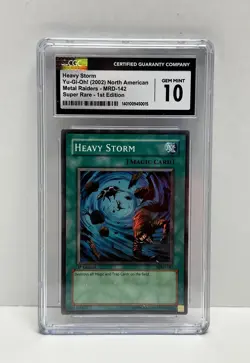 2002 YuGiOh Metal Raiders Heavy Storm 1st Edition Super Rare #MRD-142 CGC 10 - Image 1