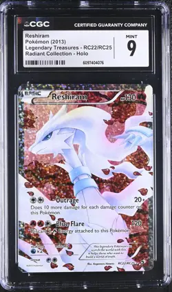 CGC 9 Reshiram RC22/RC25 Radiant Holo Legendary Treasures Pokemon Card - Image 1