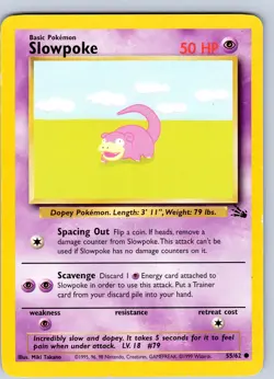Pokemon TCG Slowpoke Fossil 55/62 Unlimited Common Card WOTC LP-NM - Image 1