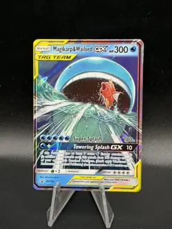 Pokemon TCG Magikarp & Wailord GX Tag Team Black Star Promo Card SM166 LP FA3 - Image 1