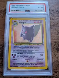Gengar Holo PSA 6 EX-MT Fossil Unlimited #5 Rare Pokemon TCG 1999 - Image 1