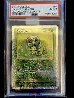 Caterpie Legendary Coll. Reverse Holo PSA 8 2002 Pokemon #69 POP 202 NM-MINT - Image 1