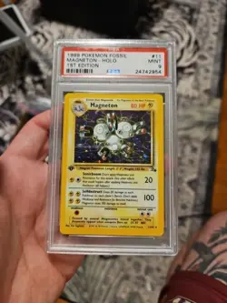 Magneton 11/62 Fossil Hologram 1st edition psa 9 mint Pokemon Card - Image 1