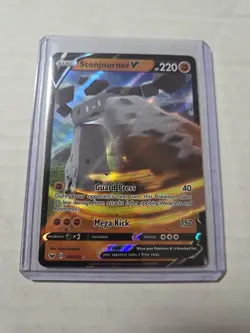 Holo Stonjourner V 115/202 Ultra Rare Sword & Shield Base Set Pokemon TCG - Image 1