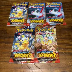 POKEMON SCARLET & VIOLET LOT (5) BOOSTER PACKS SURGING SPARKS - Image 2