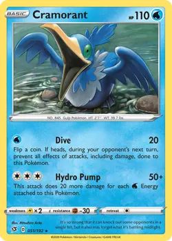 Cramorant 051/192 Rare Rebel Clash Pokemon TCG - Image 1