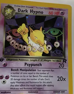 2000 Pokemon TCG Team Rocket 1st Edition Rare Dark Hypno Holo 9/82 Near Mint - Image 3