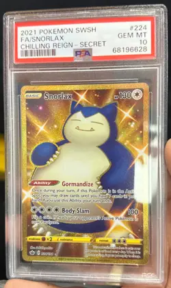 2021 Pokemon SWSH Chilling Reign Secret #224 FA Snorlax PSA 10 GEM MINT - Image 1