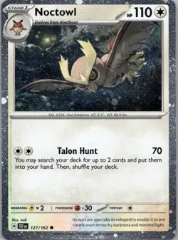 Pokemon TCG Noctowl 127/162 Temporal Forces Cosmos Holo NM - Image 1