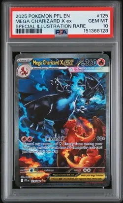 2025 POKEMON PFL EN-PHANTASMAL FLAMES #125 MEGA CHARIZARD X EX PSA 10 - Image 1