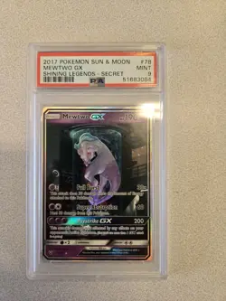 Pokemon 2017 Mewtwo GX 78/73 Alt Art Secret Rare Shining Legends PSA 9 - Image 1