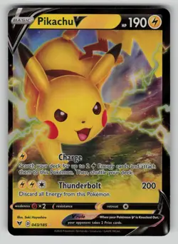 Pikachu V 043/185 Holo Rare V Vivid Voltage Pokemon NM - Image 1