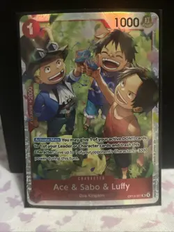 One Piece Ace & Sabo & Luffy OP13-007 SR Foil Carrying On His Will English NM - Image 1