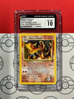 CGC 10 Blaine's Charizard 2000 Pokemon Gym Challenge ERROR Fighting 4001 - Image 1