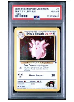 Pokemon Erika's Clefable Gym Heroes Holo #003/132 PSA 8 2000 Card - Image 1