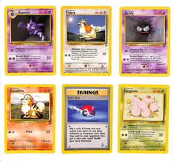 6 Card Pokemon Base Set 2 Lot - Hunter, Pidgey , Gastly, Growlithe, Poke Ball - Image 1