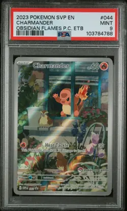 PSA 9 MINT Pokemon Charmander 044 Obsidian Flames PC ETB Exclusive 2023 Promo - Image 1