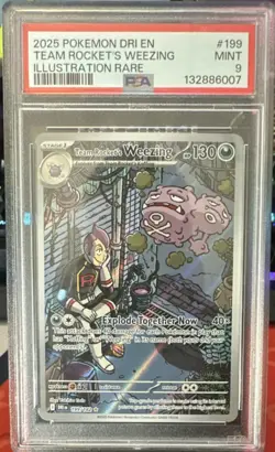 Pokemon Team Rocket's Weezing Sv10 Destined Rivals Illustration Rare Holo PSA 9… - Image 1