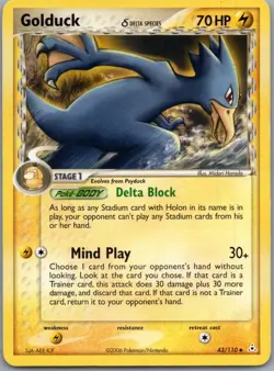 Golduck 43/110 Uncommon Holon Phantoms Pokemon Moderately Played - Image 1