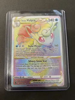Pokemon TCG Alolan Vulpix VSTAR Rainbow Silver Tempest 197/195 - Image 1