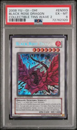 2008 YU-GI-OH! COLLECTIBLE TINS WAVE 2 #EN003 BLACK ROSE DRAGON PSA 6 - Image 1