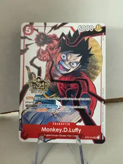 One Piece TCG Monkey D. Luffy 3rd Anniversary Promo Alt Art ST01-012 - Image 1