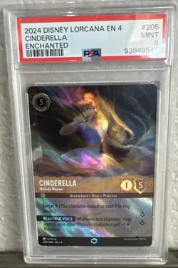 PSA 9 Disney Lorcana Ursula's Return Cinderella Enchanted Melody Weaver 205/204 - Image 1
