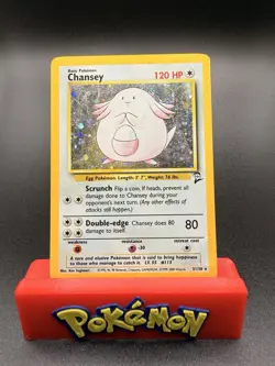 Pokemon TCG Chansey 3/130 Base Set 2 Holo Rare Card HP - Image 1