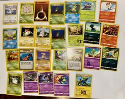 Pokemon Card Lot + Pikachu Gold Metal Card Bundle Vintage + Modern Mixed - Image 1