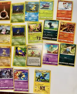Pokemon Card Lot + Pikachu Gold Metal Card Bundle Vintage + Modern Mixed - Image 3