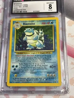 CGC mint 8 ERROR Blastoise 1999 Base Set 2/102 Holo Pokemon Card Additional Ink - Image 2