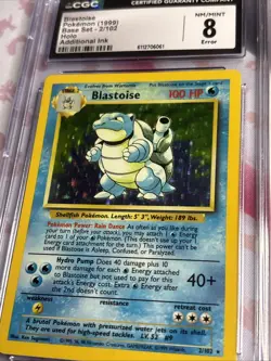 CGC mint 8 ERROR Blastoise 1999 Base Set 2/102 Holo Pokemon Card Additional Ink - Image 4