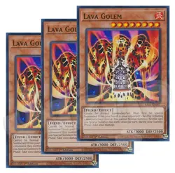 Yugioh - Lava Golem x 3 - 1st Edition Super Rare NM - Free Holo Card - Image 1