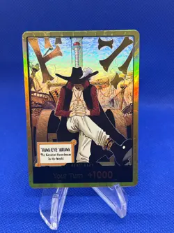 One Piece The Azure Sea’s Seven OP14 Gold Don!! Card Dracule Milhawk NM - Image 1