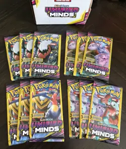 Pokemon Sun & Moon Unified Minds 3 Card Pack Lot of 12 Sealed - Image 2