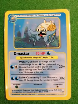 FUNSKOOL Omastar k07 Rare Indian Meteoroid Pokemon Card - Image 1