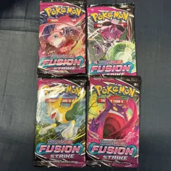 Pokemon TCG Sword & Shield Fusion Strike Booster Pack Art Set (4 Packs) - Image 1
