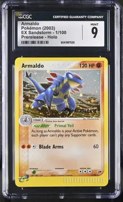 CGC 9 Armaldo EX Sandstorm 1/100 Prerelease Holo Pokemon Card psa - Image 1