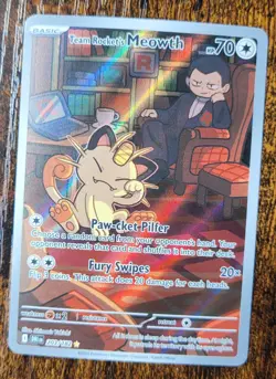 Pokemon Team Rocket's Meowth 203/182 IR Destined Rivals NM - Image 1