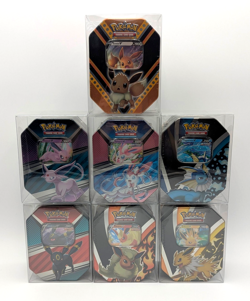 Set of 7 Sealed Pokemon Tins w/ Cases: V Heroes & V Power & Eevee Evolutions - Image 2