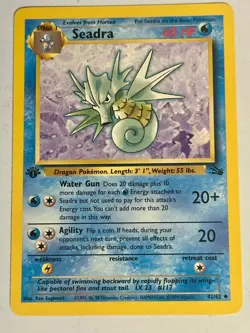 Pokemon Fossil Seadra 42/62 — 1st Edition Non-Holo — WOTC 1999 — NEVER PLAYED - Image 1