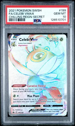 2021 POKEMON SWORD & SHIELD CHILLING REIGN SECRET FULL ART/CELEBI VMAX PSA 10 - Image 1