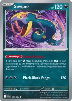 Seviper Phantasmal Flames 062/094 Reverse Holo Uncommon 2025 Pokemon TCG NM - Image 1