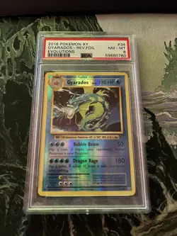 2016 POKEMON XY Evolutions #34 GYARADOS Reverse Foil PSA 8 NM-MT - Image 1