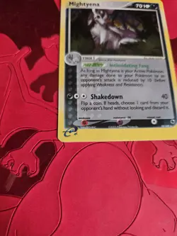 NM+ 2003 POKEMON EX RUBY & SAPPHIRE MIGHTYENA 10/109 HOLO RARE - Image 3