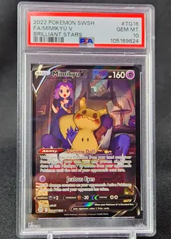 PSA 10 GEM MINT Mimikyu V TG16 Brilliant Stars Trainer Gallery Holo Pokemon Card - Image 2