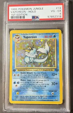 1999 Pokemon Jungle Vaporeon 1st Edition Holo PSA 4 - Image 1